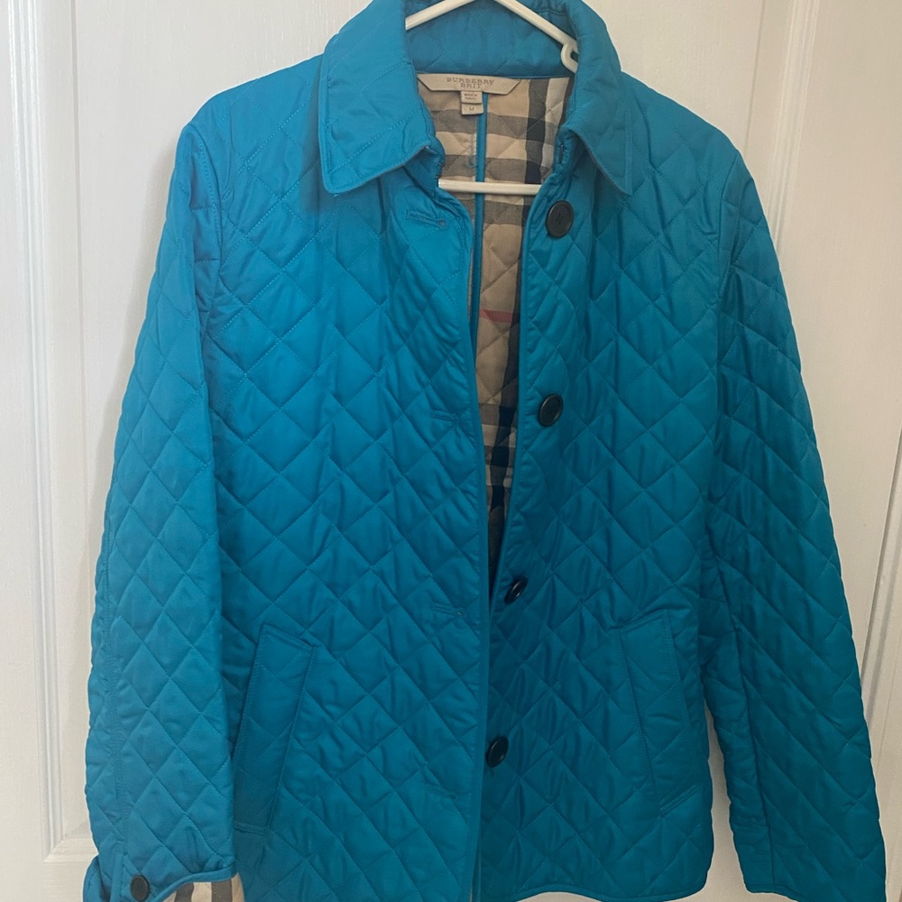 Burberry Teal Quilted Utility Jacket